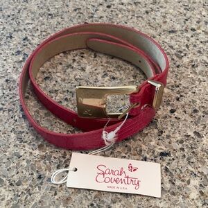Sarah Coventry vintage pink leather belt new with tags.  Made in USA. Size M/L